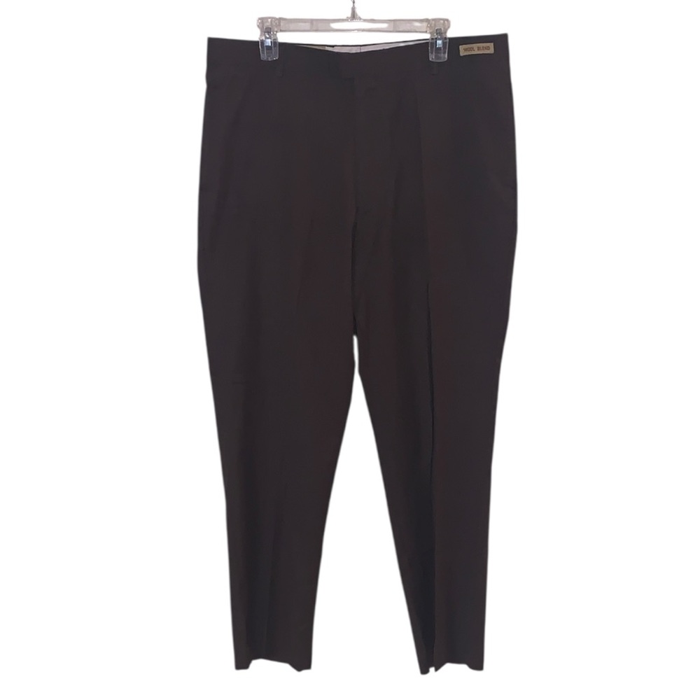 Michael Brandon Wool Blend Flat Front Men's Dress Pants 38X32 Brown